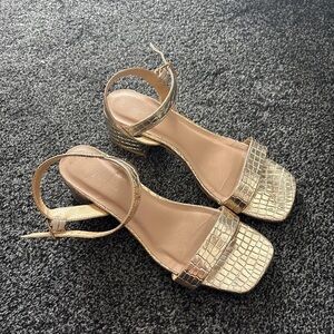 Chic Gold Croc-Embossed Heels